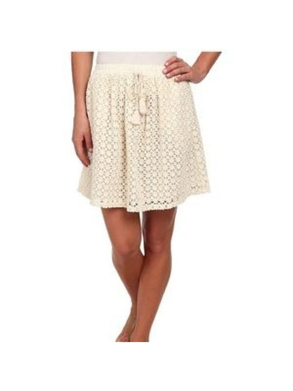 Lucky Brand Ivory Eyelet Pull On A Line Skirt Size XS